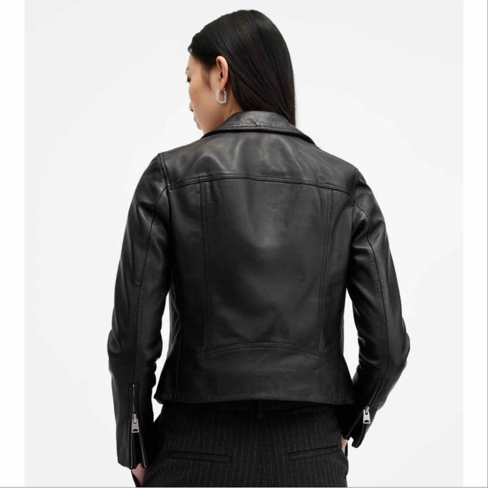 NWT All Saints Dalby Leather Biker Jacket - Picture 7 of 14